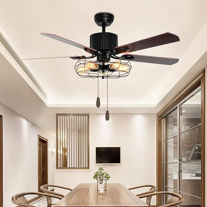 Black Industrial Cage Ceiling Fan 48 Inch Amazon Com