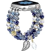 Newlibery Bracelet Beaded Bands for Women Compatible with Apple Watch 38mm 40mm 41mm 42mm(S11/10) Fashion Handmade Boho Elastic Stretch Crystal Strap for iWatch Series 11/10/9/8/7/6/5/4/3/2/1/SE