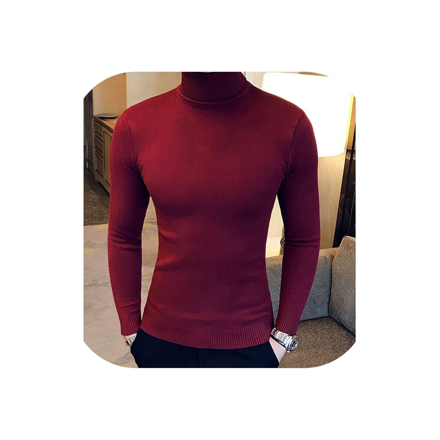 Men Winter High Neck Thick Warm Sweater 