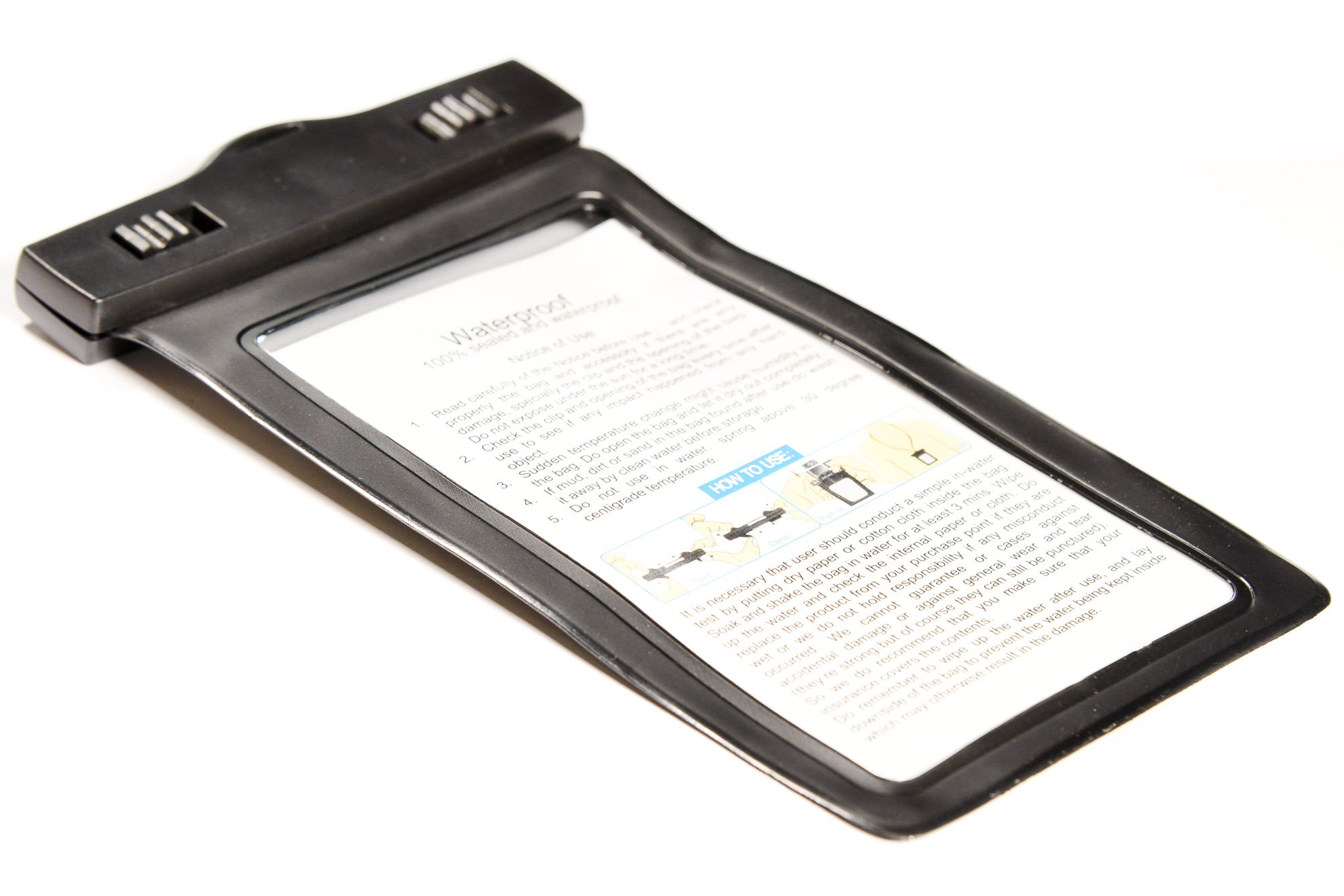 PROtastic® Universal Waterproof Case Dry Bag For iPhone 6, 6 plus, 5, 5s, 4, Samsung Galaxy S6 and S6 Edge S5 S4, Samsung Note; Touch responsive front and back Transparent Screen Protector Windows; Durable (Black)