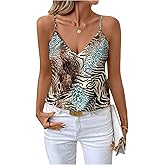 SweatyRocks Women's Leopard Print V Neck Cami Tops Summer Casual Sleeveless Going Out Top