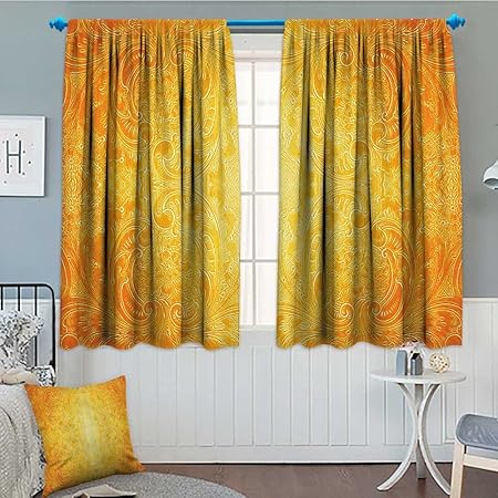 Lacencn Yellow Window Curtain Fabric Victorian Style Antique