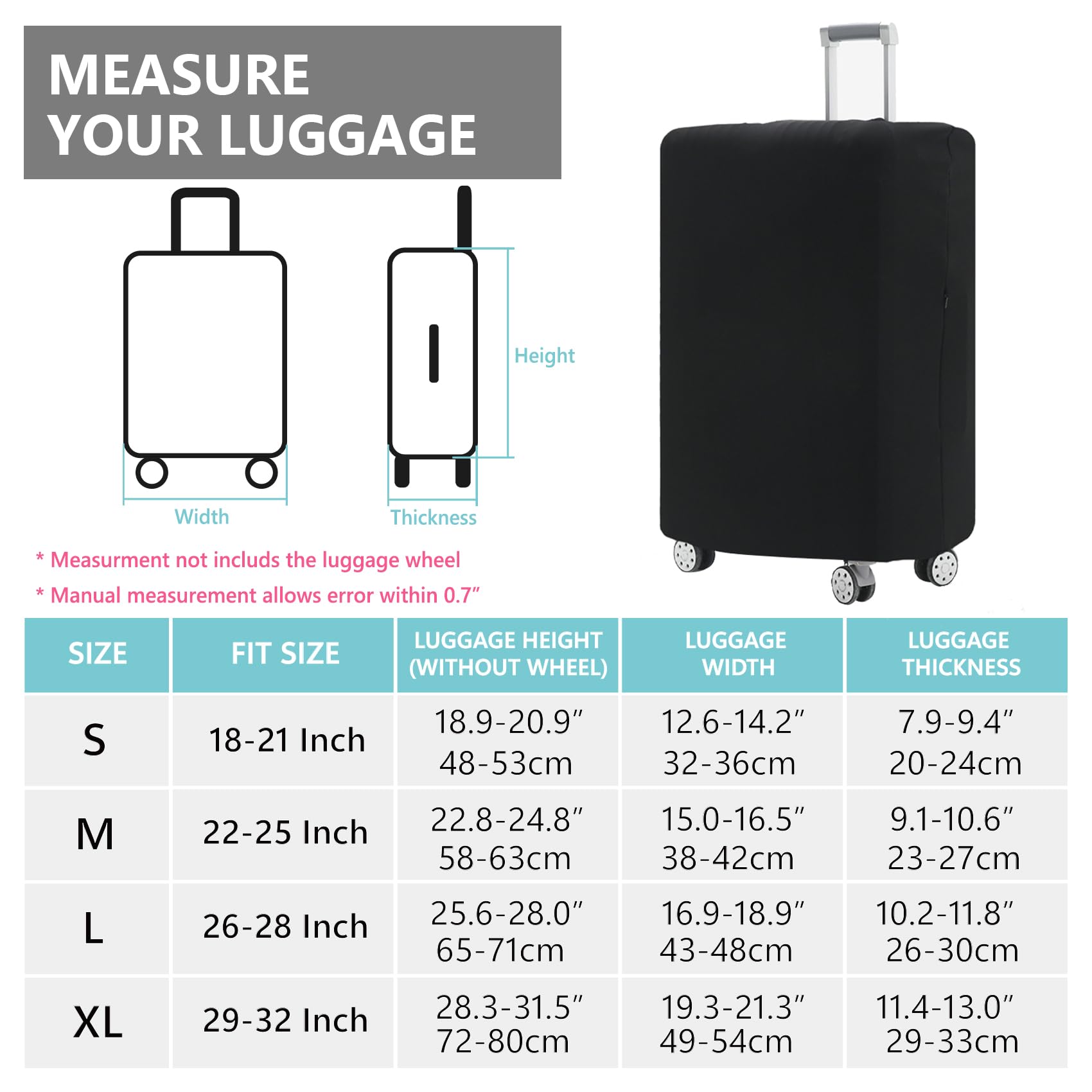 TRAVELKIN more than travel Travelkin Luggage Covers For Suitcase Tsa Approved,Suitcase Cover Protector Fit 18-32 Inch Luggage