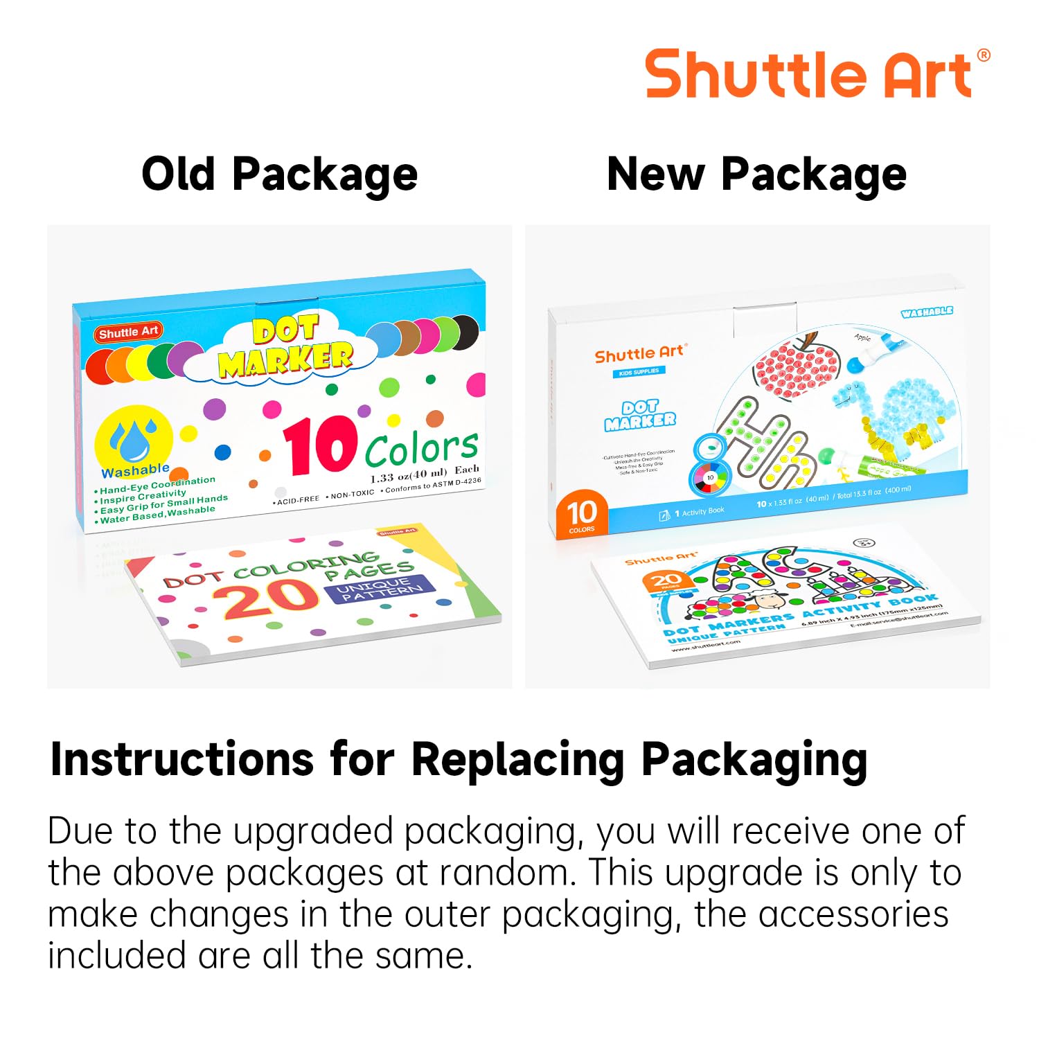 Shuttle Art 10 Colors Dot Marker Washable Non-Toxic Dot Marker for Children Early Education, Bingo Dabber for Creation with 1 Dot Activity Book