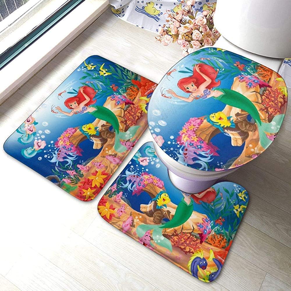 Bobo Shop Anime The Little Mermaid Bath Mat 3 Piece Set Bathroom Carpet Set Soft Anti Skid Pads Bath Mat Contour Pads Toilet Lid Cover Amazon Co Uk Kitchen Home