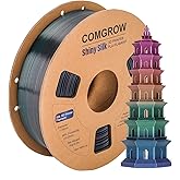 Comgrow Rainbow Colors Silk PLA 3D Printer Filament, PLA Filament 1.75mm, Dimensional Accuracy +/- 0.02 mm, 1KG Spool, Coextrusion 3D Filament with Shiny Silk Rainbow Universe