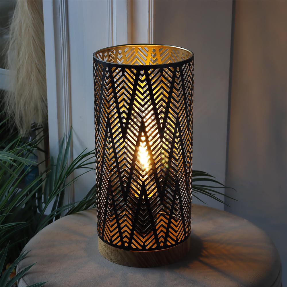 Photo 1 of JHY DESIGN Metal Lamp Battery Powered 11''H Accent Cordless Decor Battery Lamp with 6-Hours Timer for Weddings Party Patio Garden Indoor Outdoor Table Balcony Christmas Decorations (with Wooden Base)