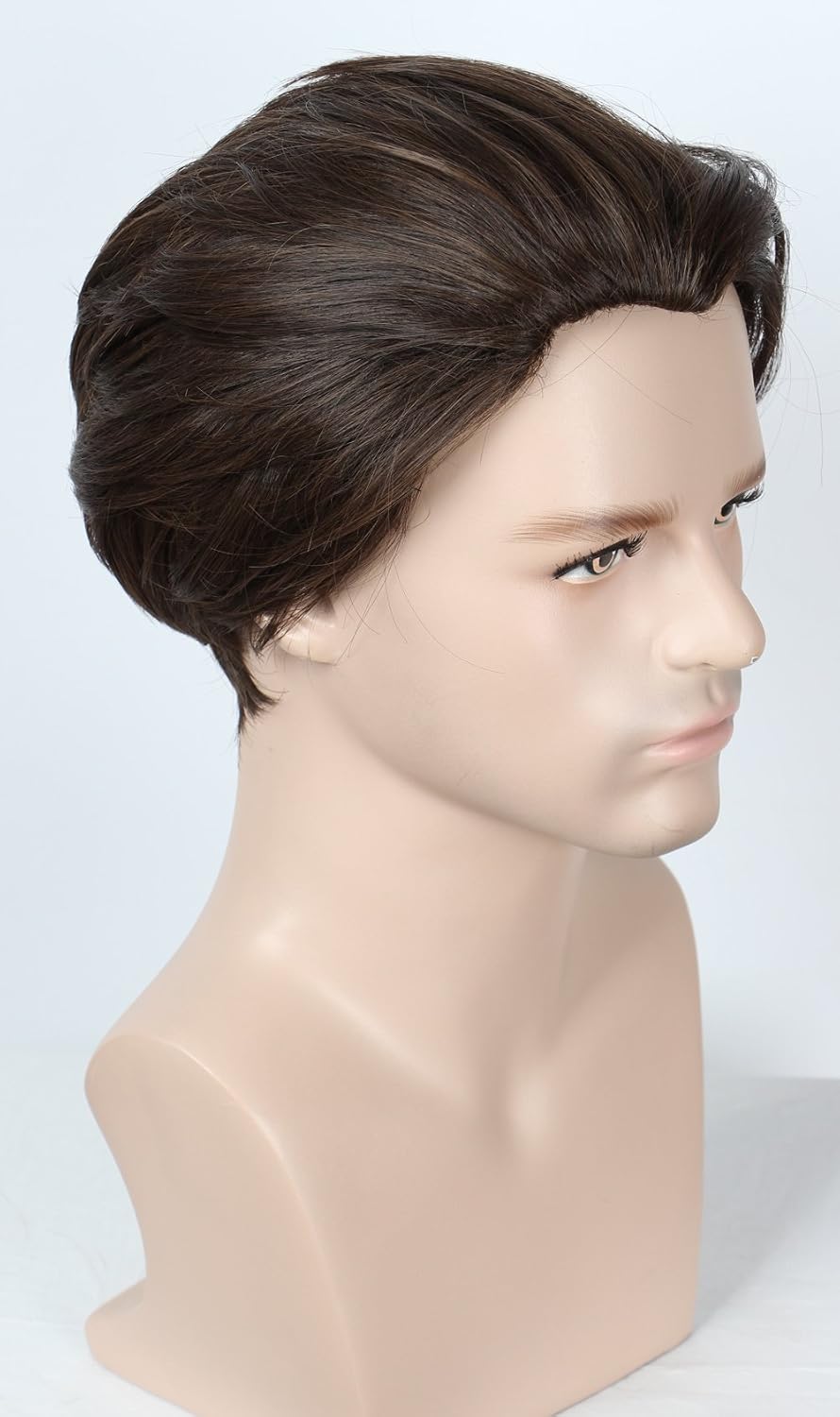 Linfairy Short Straight Nature Brown Cosplay Wig Halloween Costume Wig for Men, 11.81 inch - Image 4