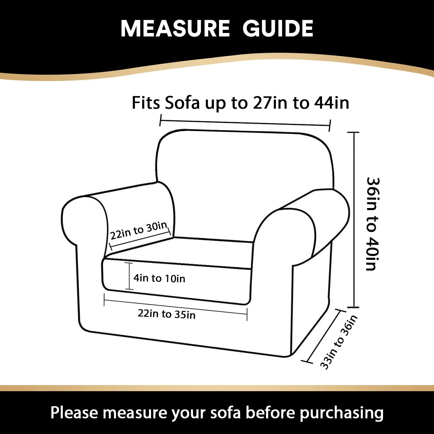 2 Piece Armchair Covers for Living Room Stretch 3D Modern Pattern Chair Covers for 1 Seater Couch Sofa (Base Cover Plus Individual Cushion Cover) Thick Bouncy Customized (Armchair, Ivory): Kitchen & Dining