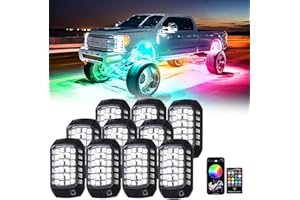 EJ'S SUPER CAR RGB Rock Lights, 10 Pods 360 LEDs SMD Chips Super Bright App Control Underglow Neon Light Exterior Chassis Wheel Well Glow Kit for Off Road Cars Trucks Jeep SUV UTV ATV RZR Golf Cart