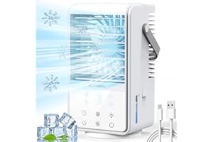 ZUKBEN Portable Air Conditioners, 90° oscillation Mini Air Conditioner With 3 Speeds 2 Mist, 1000ml Evaporative Air Cooler Fan With 9 Timer 7 Colors, portable Air cooler for Room Office Camping…