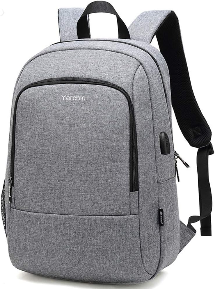 Yerchic College Laptop Backpack Business Slim Computer Bag Travel School Backpack Water Resistant w/USB Charging Port Lightweight Bookbag Fit 15.6 Inch Laptop