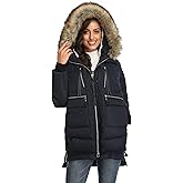 FADSHOW Women's Winter Thickened Down Jackets Long Down Coats Warm Parka with Hood