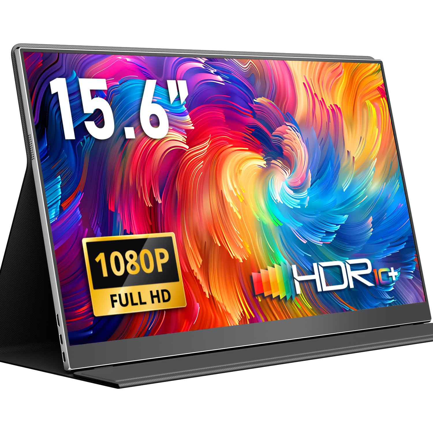 Yodoit Portable Monitor 15.6" 1920×1080 FHD IPS Travel Screen Display with USB-C Plug & Play, Built-in Speakers Smart Cover f