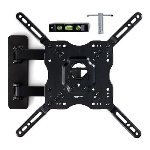 Amazon Basics Full Motion Articulating TV Wall Mount, with Swivel and Tilt, for 26" to 55" TVs and Flat Panels up to 80 Lbs, VESA Compatible, Black