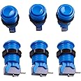 Easyget 6 Piece HAPP Type Standard Arcade Push Button with Microswitch for Mame/Jamma/Arcade Video Games - 30MM Arcade Buttons (Blue)