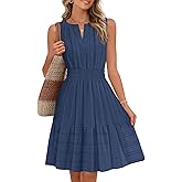 MEROKEETY Women's 2026 Summer Casual Mini Sundress Beach Vacation Sleeveless V Neck Flowy A Line Dress with Pockets