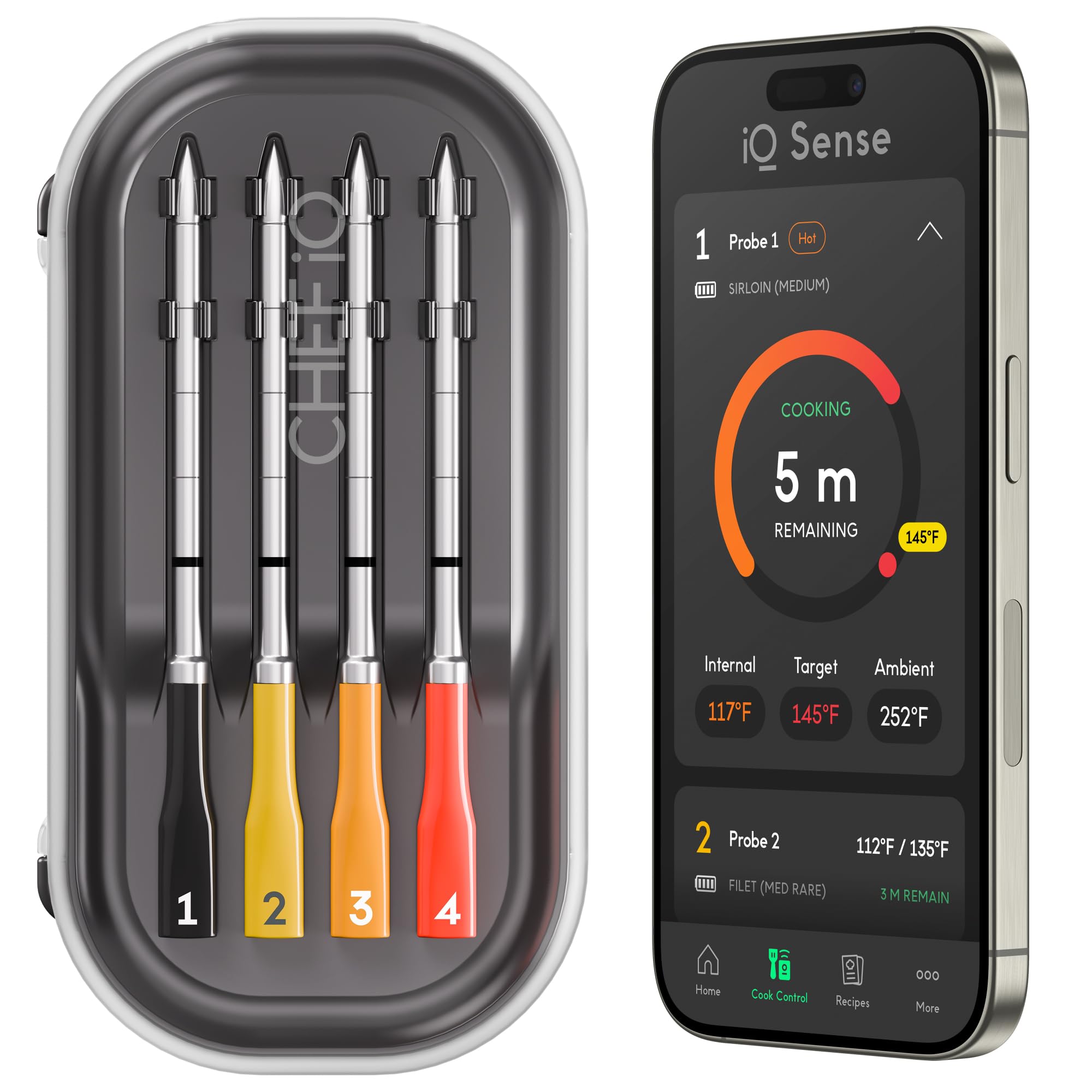 Photo 1 of CHEF iQ Sense | Smart Wireless Meat Thermometer | 4 Ultra-Thin Probes | WiFi Unlimited Range | 1000°F Heat Safe | 5 Sensors | BBQ, Grill, Oven, Smoker, Air Fryer | Gen3