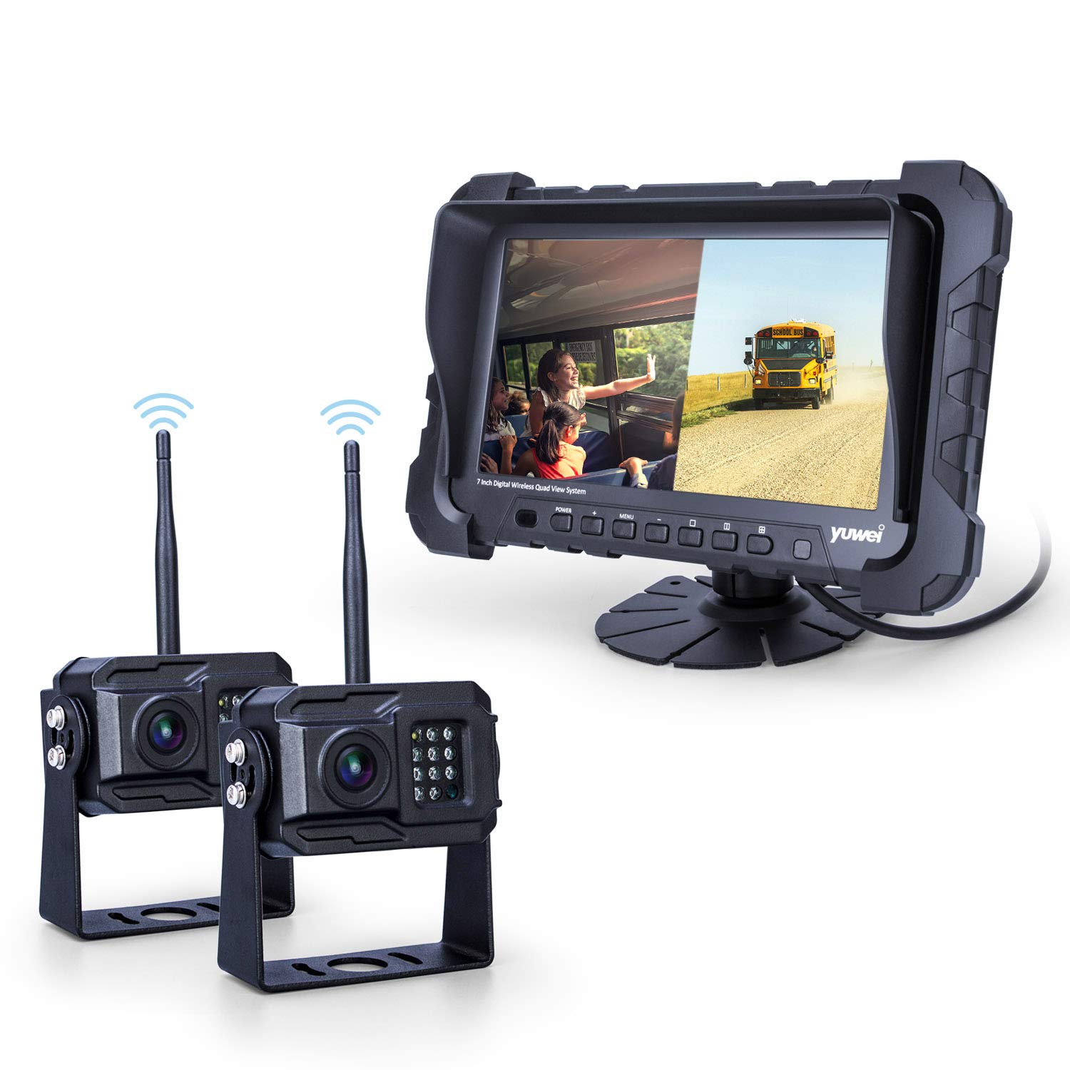 Photo 1 of Yuwei Digital Wireless Backup Camera System,YW-77214 Dual HD 720P Camera Wireless Reverse System with Night Vision and Wide Viewing Angles, 7inch Wireless Monitor Split Screen for Trailer, RVs, Ca