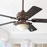 Casa Vieja 52" Marina Breeze Industrial Rustic Farmhouse Indoor Outdoor Ceiling Fan with LED Light Oil Brushed Bronze Brown W