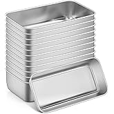 P&P CHEF Loaf Pan Set, 9 x 5 Inch Bread Pans, Stainless Steel Loaf Toast Baking Pans For Bread Meatloaf Lasagna Cake, Healthy & Non Toxic, Oven Safe& Easy Clean, (Silver, 12Pcs)