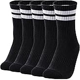 YUEDGE Striped Mens Socks Moisture Wicking Athletic Cushioned Crew Socks Breathable Everyday Work Casual Cotton Socks