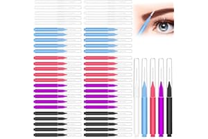 50Pcs Micro Eyebrow Brush, Multifunctional Eyelash Comb Brush with Cap, Portable Brow Lamination Brush Lash Eyebrow Brush for