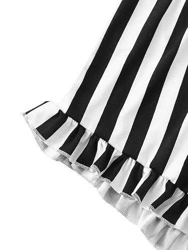 WDIRARA Women's Sleepwear Set – Cute Closed Eyes Print Tee & Striped Shorts Pajamas For Lounge, Homewear, Or Casual Wear - View #3