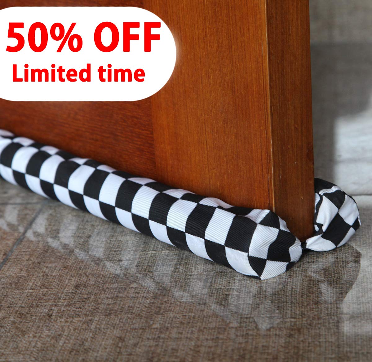 MAXTID Double Door Draft Stopper 3238 inches Plaid Noise Stopper