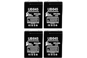 4-Pack UB645 6V 4.5AH Battery for 3FM4 JM-6M4.5AC 6V4.5Ah/20Hr Rechargeable Battery Ride On Toys, Batteries for Bernini Fount