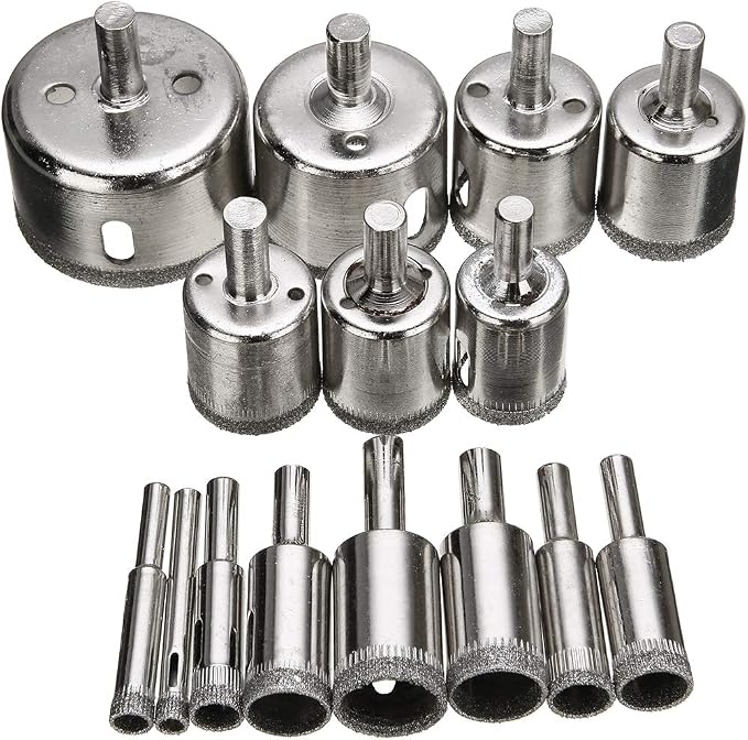 Diamond Hole Drill Bits Set - 15pcs Tile Hole Saw Coated Core Remover