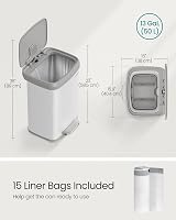 SONGMICS 50 L Kitchen Bin Metal Pedal Bin with Lid White Dove Grey LTB530W03 view 6