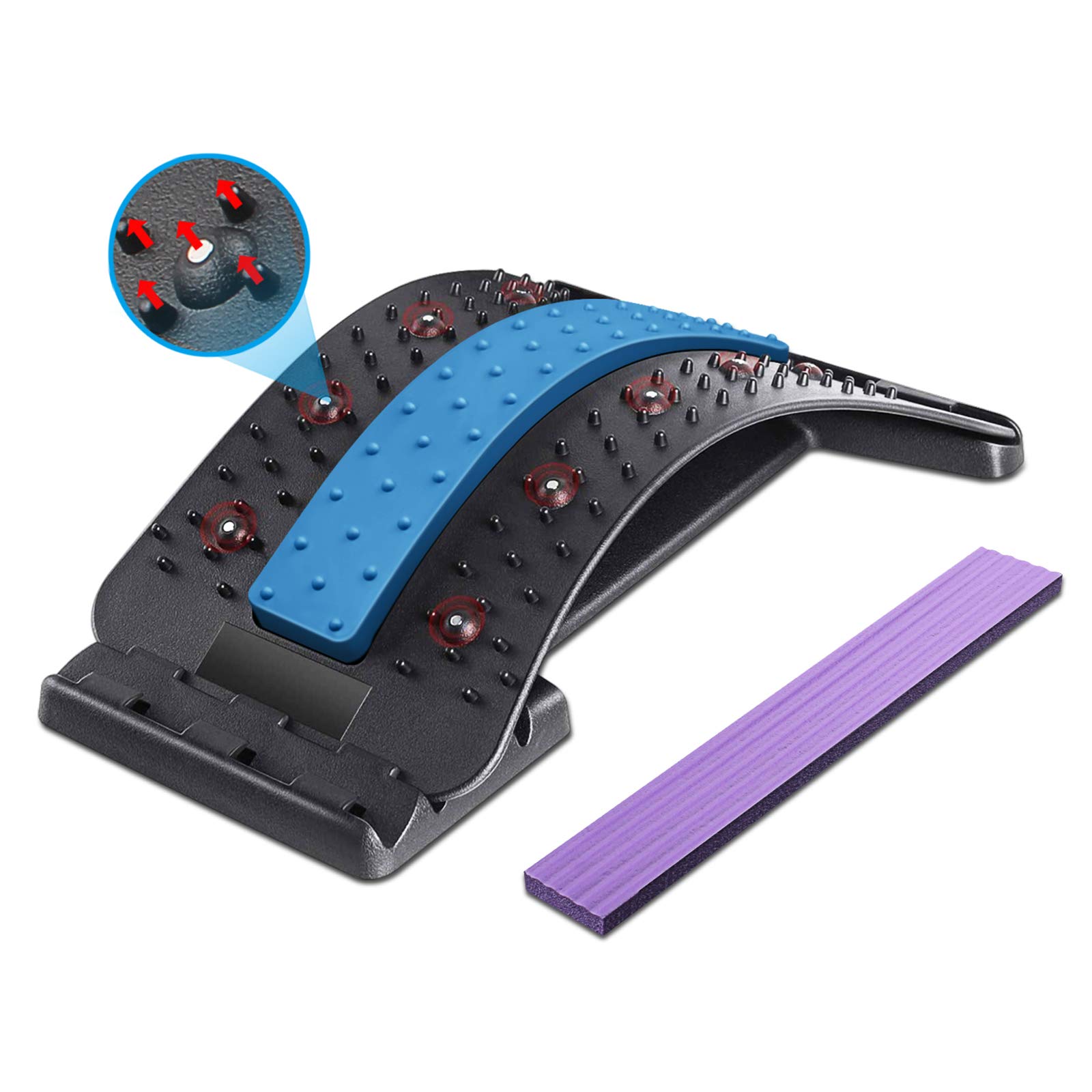 Dyroe Back Stretcher Back Massage Support Adjustable Back Stretcher with Magnetic Beads 4 Levels Back Stretcher for Support Device for Posture Correction and Back Pain Relief Blue