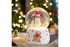 AFIRST Christmas Snow Globes Dogs Snowman Christmas Snow Globe with 8 Songs Color Changing Battery Operated Musical Box for Christmas Home Party Décor
