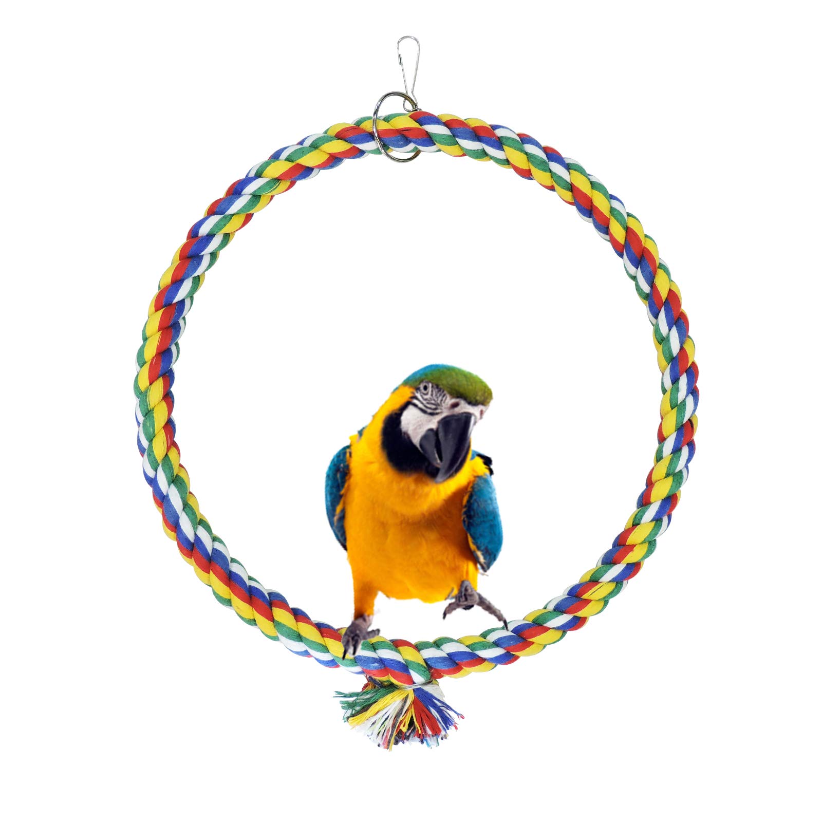 Andiker Bird Swing, Cage Hanging Toys Cotton Rope Swing Bite Resistance Perches Toy Parrot Toy Boredom Breaker for Budgie, Cockatiels, Conures, Finches, Small Parakeets (L 25cm)