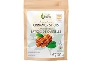 True Organic Ceylon Cinnamon Sticks, 08 ounces, Premium Grade, USDA Organic & Kosher Certified, Non-GMO, Ceylon Cinnamon stic