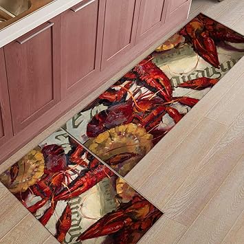 15 7x23 6 15 7x47 2 Kitchen Rugs Set Of 2 Non Slip Kitchen Floor Mat Bath Rug Machine Washable Doormat Area Runner Rug Set Lobsters Kitchen Rugs