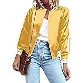 Zeagoo Women's Bomber Jacket Lightweight Zip Up Jacket Casual Striped Jacket Coat Outerwear Windbreaker with Pockets
