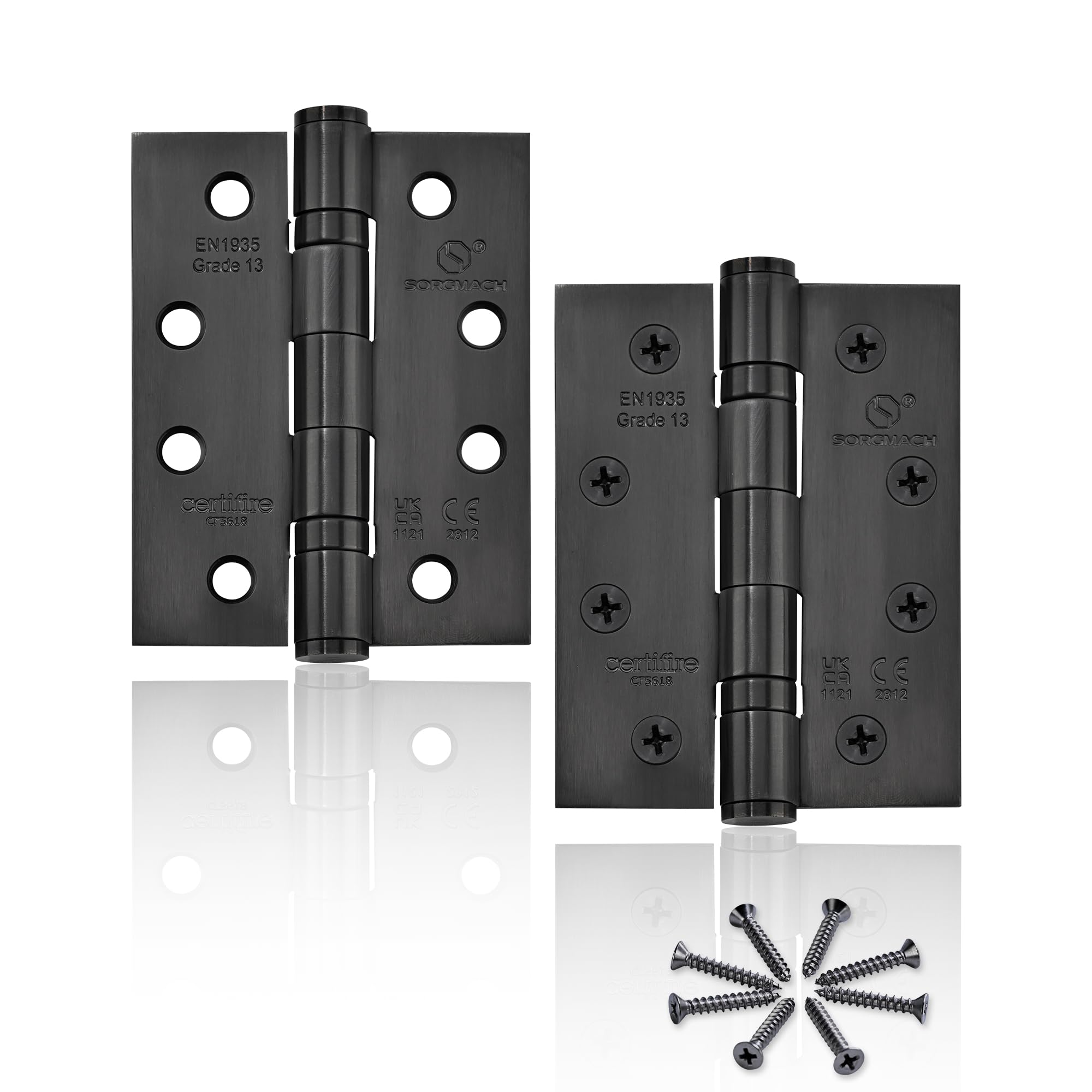 2 Pcs 4 Inch(100 mm) 304 Stainless Steel Heavy Duty Outdoor Black Door Hinges for Wood — image 1