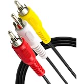 GE Composite Audio/Video Cable, 6 ft. RCA Style Plugs 3-Male to 3-Male | Low Loss, for TV, VCR, DVD, Satellite, and Home Theater Receivers, 23216