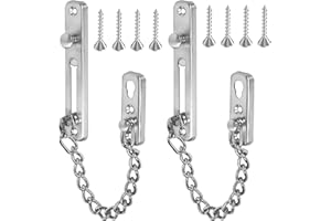 2 Pack Door Chain Lock, Stainless Steel Theft Door Chain with 8 Screws, Door Lock Extruded Chain for Bedroom, Inside Door, Ho