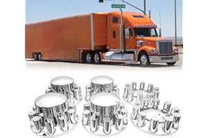 P SEPEY 33 mm Cylinder Axle Cover Set Chrome Front and Rear Axle Complete Wheel Cover Set Removable Hub Caps Screw-on Lug Nut Covers for Semi Truck (2 Front + 4 Rear)