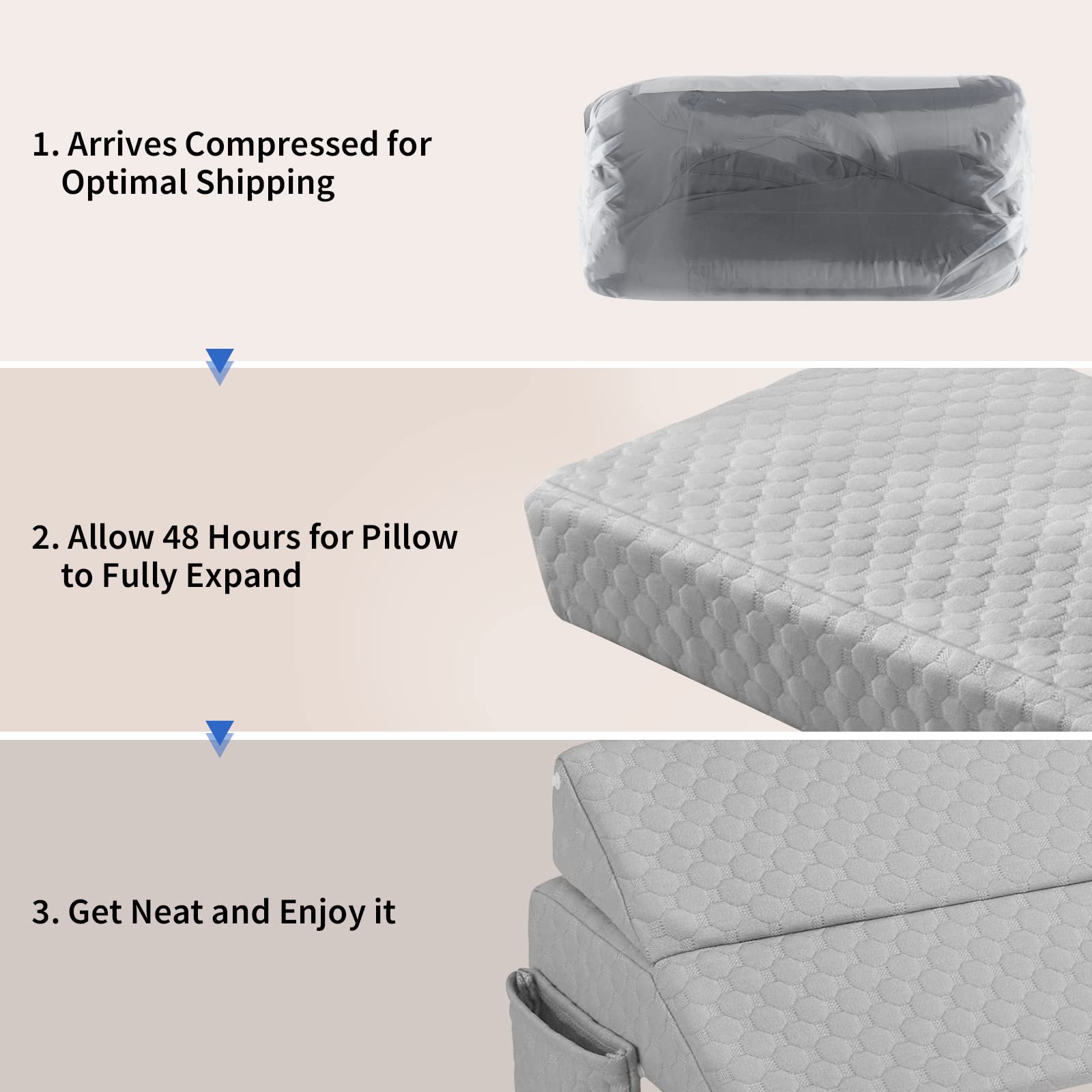 EUHAMS Queen Size Bed Wedge Pillow - Bed Gap Filler Mattress Wedge Headboard Pillow Close The Gap 0-7