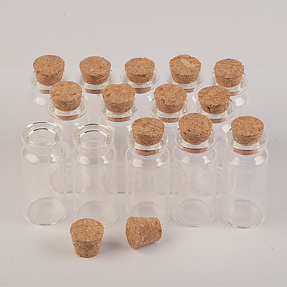 Jarvials Each Contains 100 pcs Glass Bottles, 10CC Transparent Glass Bottles with Cork, DIY Handicraft, Storage Tool Bottles, Multi-Functional Use(100, 10ml)