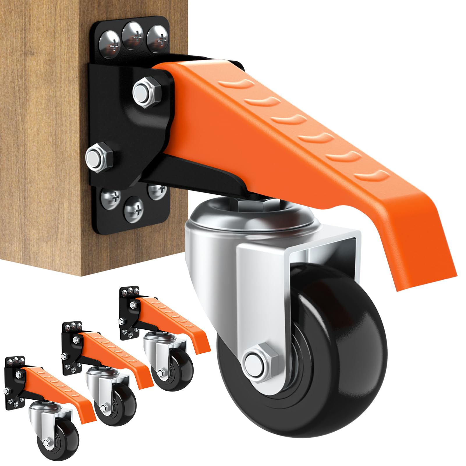 Photo 1 of Ronlap Workbench Casters Wheels Kit 720 Lbs Capacity Retractable Casters Set of 4 Heavy Duty Side Mount 2.5" Lifting Casters Work Table Tool Bench Stepdown Castors Wheels 4 Pack