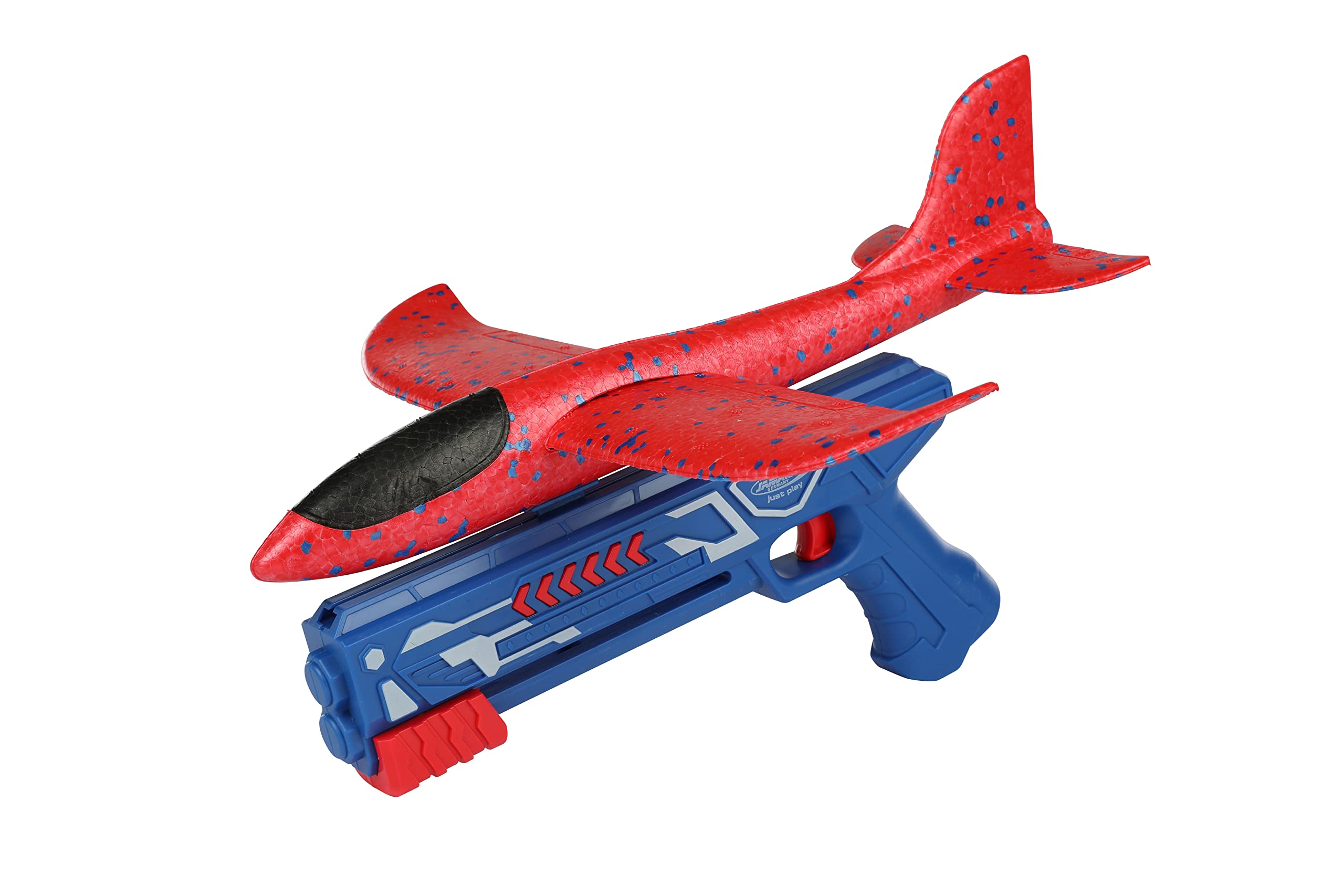 JAMARA Aeroplane Toy - Throwing Glider with Catapult - Extra Robust Polystyrene Aeroplane with Flight Range up to 20 m - Children Aeroplane with 34 cm Wingspan