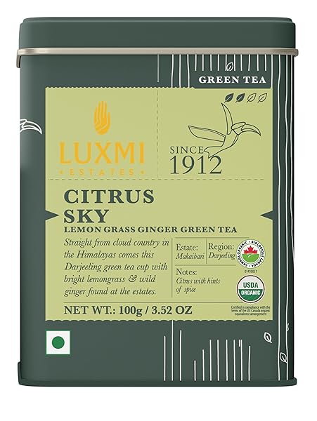 LUXMI ESTATES CITRUS SKY GREEN TEA 100GM TIN...