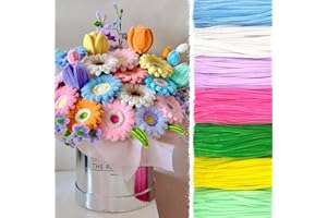 AHAMETON 720 Pieces Pipe Cleaners Flower Set, 700 Flower Corlor Chenille Stems Whith 20 Pcs Stems, Craft Supplies Bulk for DIY Art and Craft Projects Creative Gift Wrapping Party Decorations(7 Colors)