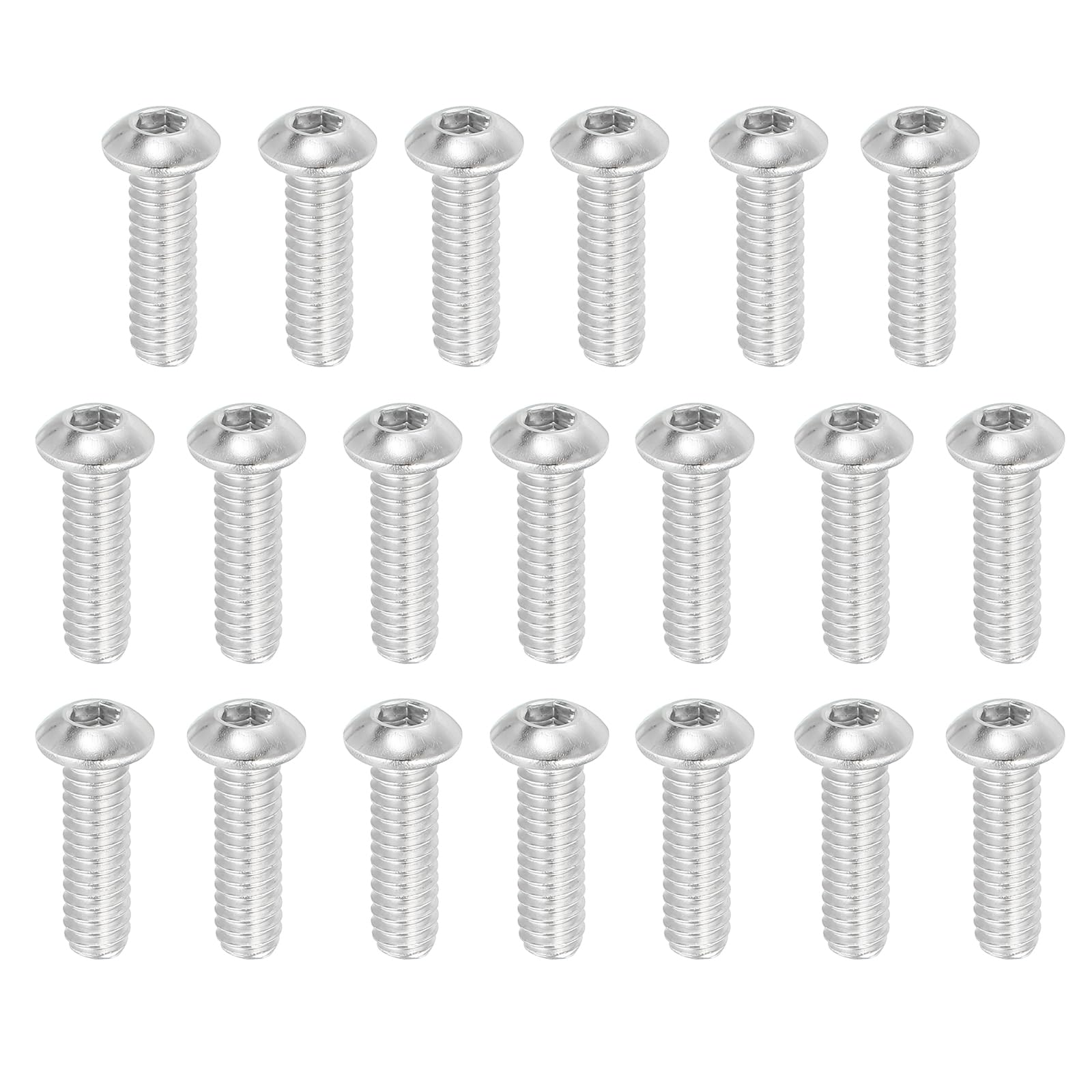 PATIKIL 1/4-20x1" Button Head Socket Cap Screws, 20 Pcs 304 Stainless Steel 18-8 Socket Cap Screw Bolts Allen Hex Drive Full Thread Fine Thread UNC