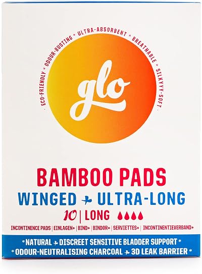 FLO glo Light Incontinence Pads Women Organic Bamboo 10 Ultra Long